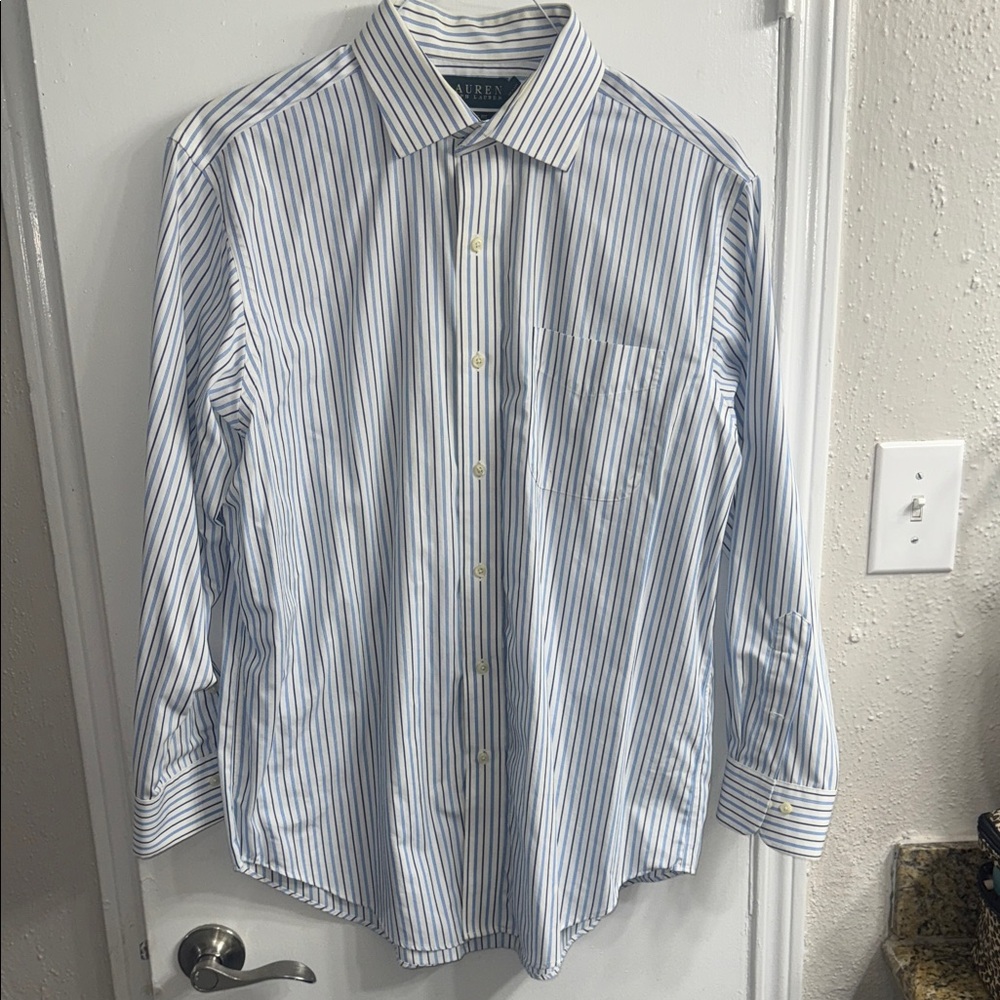 Ralph Lauren White and Blue Striped Casual Shirt